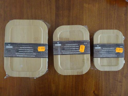 Ovenschaal met bamboe deksels * 3 stuks voor 8 euro * NIEUW, Huis en Inrichting, Keuken | Keukenbenodigdheden, Nieuw, Ophalen