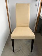 Stoel crème leer zwarte houten poten, Huis en Inrichting, Stoelen, Overige kleuren, Leer, Ophalen of Verzenden, Zo goed als nieuw