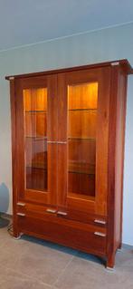 Kersenhouten kast met glazen deuren, Huis en Inrichting, Kasten | Buffetkasten, Ophalen, 100 tot 150 cm, 200 cm of meer, Klassiek Modern