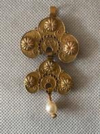 Vintage Gouden Hanger met Parel (streeksierraad), Sieraden, Tassen en Uiterlijk, Antieke sieraden, Ophalen of Verzenden, Goud