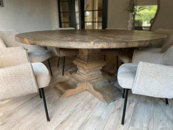 180 cm ronde stoere robuuste tafel /  kloostertafel beschikbaar voor biedingen