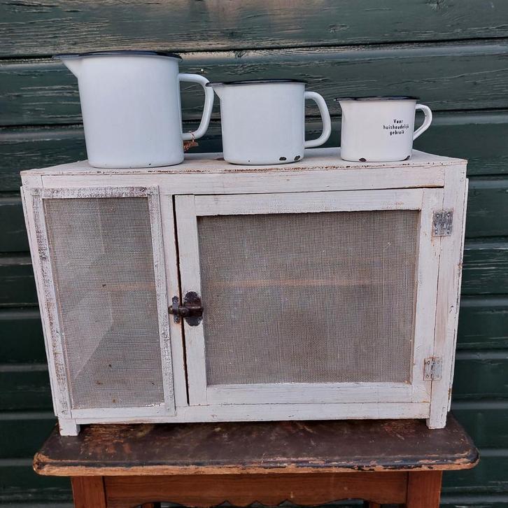 Wit emaille maatbekers Brocante oud, Antiek en Kunst, Antiek | Woonaccessoires, Ophalen