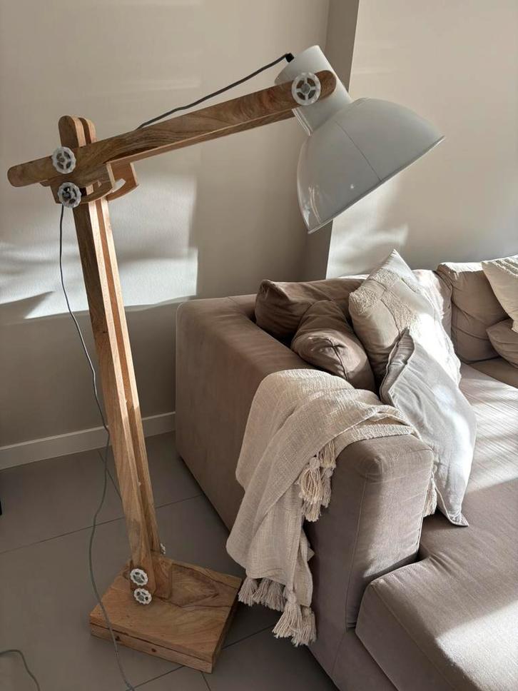 Light & Living vloerlamp hout/metaal, Huis en Inrichting, Lampen | Vloerlampen, Zo goed als nieuw, 100 tot 150 cm, Hout, Metaal