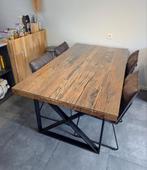 Rustieke eettafel van massief hout, bijna nieuw (180 x 100), Ophalen, Teakhout, Rustiek, 50 tot 100 cm
