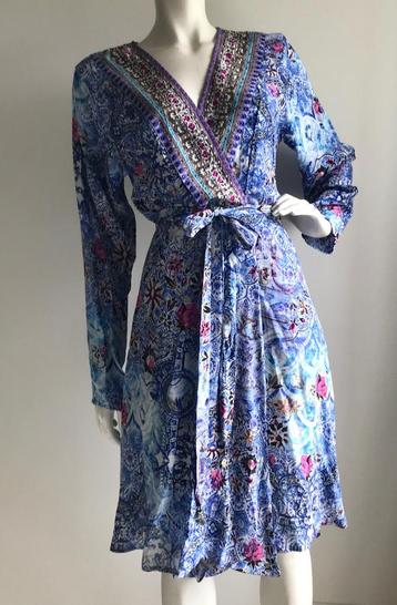 INOA 100% zachte zijden jurk silk bloemen kraaltjes Ibiza  beschikbaar voor biedingen
