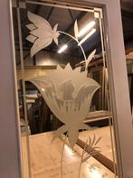 3 stuks identieke antieke deur met geëtst glas bloem., Antiek en Kunst, Ophalen