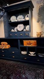 Blauwe Apothekerskast / Toonbank Kast vintage & landelijk., Gebruikt, 100 tot 150 cm, Ophalen of Verzenden, Landelijke stijl