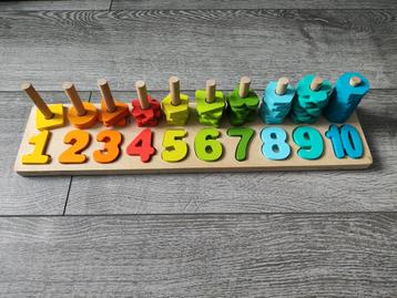 Houten puzzel tellen van 1 tot 10 kleuren 