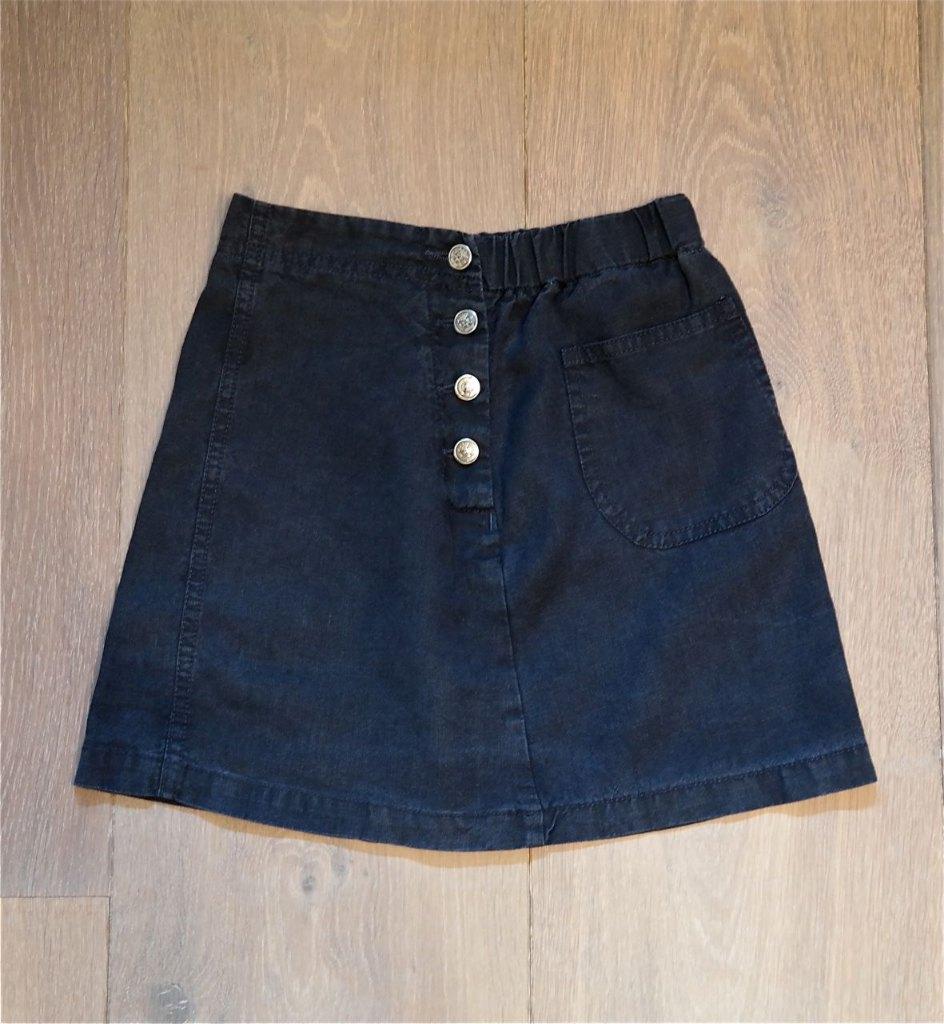 ZGAN: Rokje donkerblauw linnenlook; knoopjessluiting; mt 122, Meisje, Ophalen of Verzenden, Zo goed als nieuw, Jurk of Rok