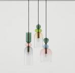 Hanglamp Murano 3L Rond met Gekleurd Glas, Huis en Inrichting, Lampen | Hanglampen, Ophalen of Verzenden, Nieuw, Glas, Minder dan 50 cm