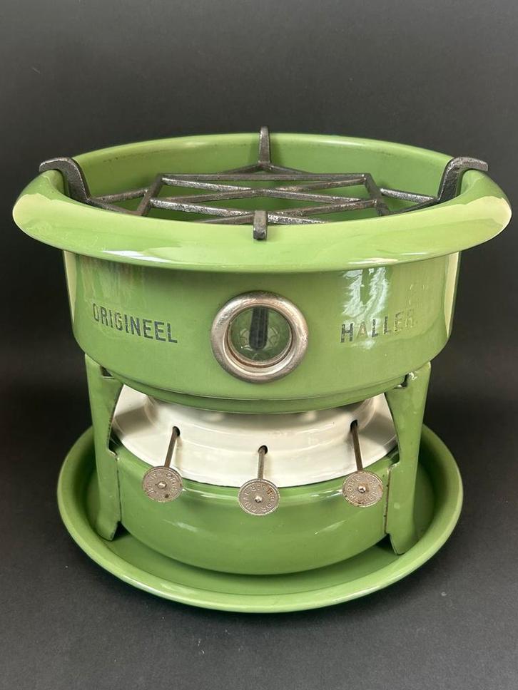 3-Pits Reseda Groen Haller Petroleumstel, Antiek en Kunst, Antiek | Emaille, Ophalen of Verzenden
