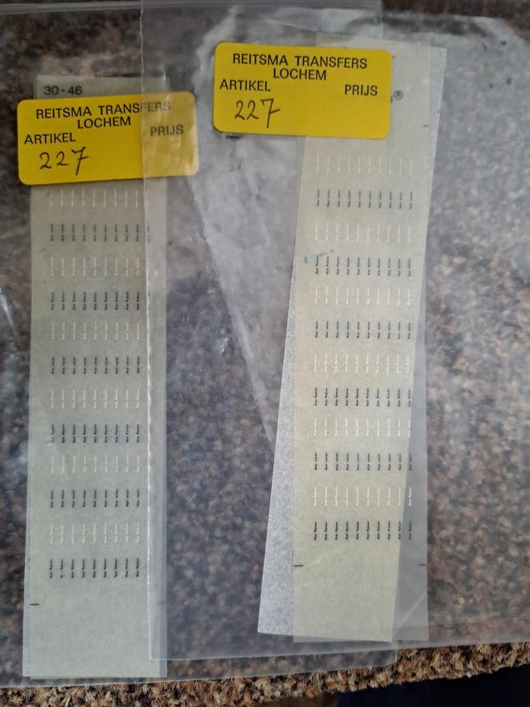 Reitsma niet roken transfers, Hobby en Vrije tijd, Modeltreinen | H0, Ophalen of Verzenden, Gelijkstroom of Wisselstroom, Overige merken