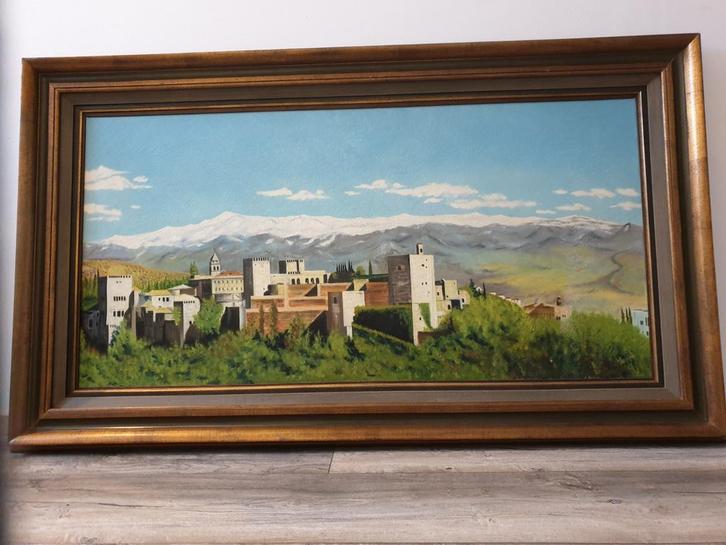 Mooie grote schilderij, Antiek en Kunst, Kunst | Schilderijen | Klassiek, Ophalen of Verzenden