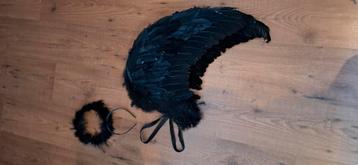 Zwarte Engel Vleugels + Aureool - Halloween beschikbaar voor biedingen