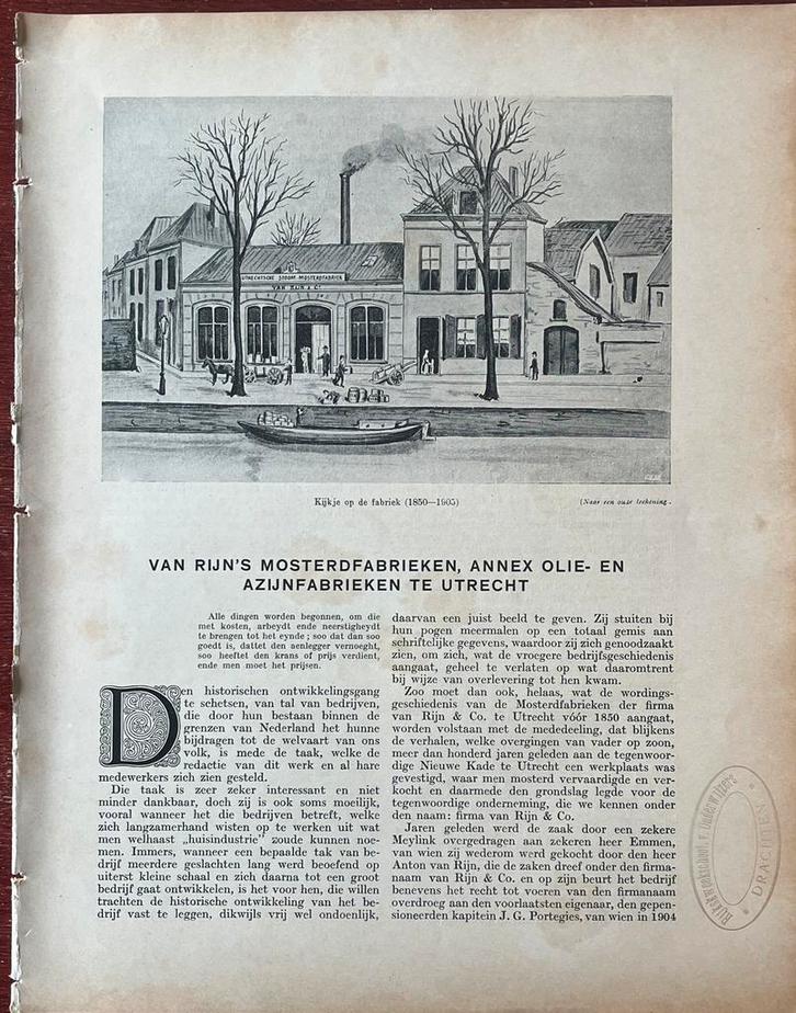 artikel 1918 Van Rijn’s mosterd Utrecht, Verzamelen, Merken en Reclamevoorwerpen, Gebruikt, Overige typen, Ophalen of Verzenden
