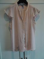 Romantische lichtroze blouse korte mouw H&M 40 plooitjes, Maat 38/40 (M), H&M, Ophalen of Verzenden, Roze