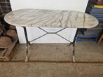 Marmeren bistro tafel 120 x 60cm met gietijzeren frame, Tuin en Terras, Tuintafels, Ophalen, Gebruikt, Ovaal, Overige materialen