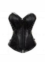 Prachtige corset met leren details, tm 2XL, Kleding | Dames, Ondergoed en Lingerie, Verzenden, Zwart, Body of Korset