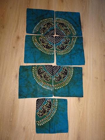 7 Batik servetten van100% katoen ( 35 x 36 cm) beschikbaar voor biedingen