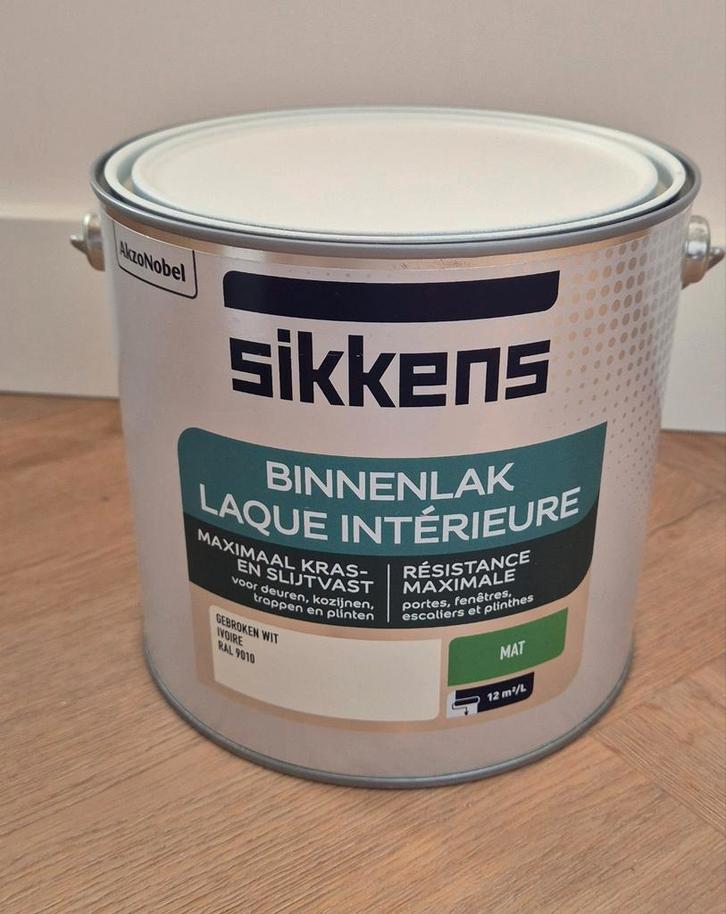 Sikkens verf binnenlak 2,5 liter RAL 9010 nieuw, Doe-het-zelf en Verbouw, Verf, Beits en Lak, Nieuw, Wit, Ophalen