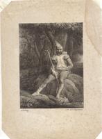 Godefroy Engelmann litho "Rustende Militair in Bos", Antiek en Kunst, Ophalen