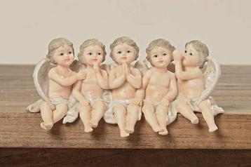 Mooie Engelen groep, 5 engeltjes, randzitter, Kerst beschikbaar voor biedingen