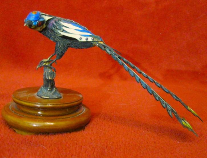 Antiek keizerlijk Russisch geëmailleerd zilveren vogeltje, Antiek en Kunst, Curiosa en Brocante, Ophalen