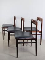 Vintage stoelen 4 stuks palissander en zwart skaileer, Ophalen, Gebruikt, Bruin, Vier