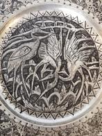 Antiek Chinees oosters ? Metaal bord met kraanvogels, Antiek en Kunst, Antiek | Wandborden en Tegels, Verzenden