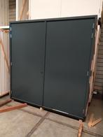 Hardhout kozijn met dubbele garage deuren, Nieuw, 215 cm of meer, Ophalen of Verzenden, 120 cm of meer