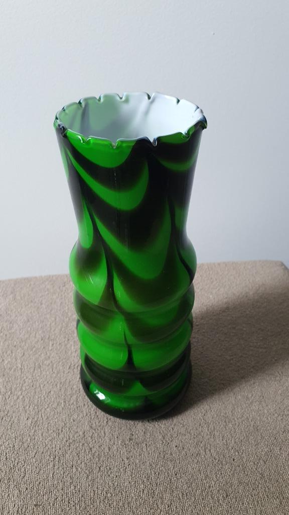 Retro Jaren '70 Groene Opaline Vaas Carlo Moretti Design, Antiek en Kunst, Antiek | Glas en Kristal, Ophalen of Verzenden