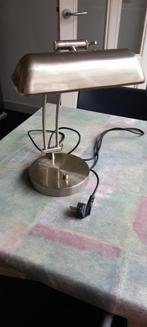 Bureaulamp Bankierslamp RVS vintage, Huis en Inrichting, Lampen | Tafellampen, Ophalen, Zo goed als nieuw, Minder dan 50 cm