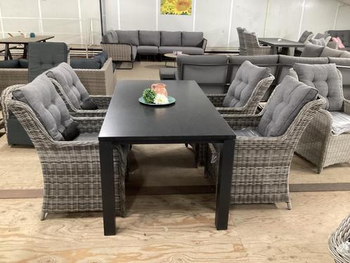 Diningset Graniettafel Wicker Diningstoel Tuinset Tuinmeubel, Tuin en Terras, Tuinsets en Loungesets, Nieuw, Wicker, 4 zitplaatsen