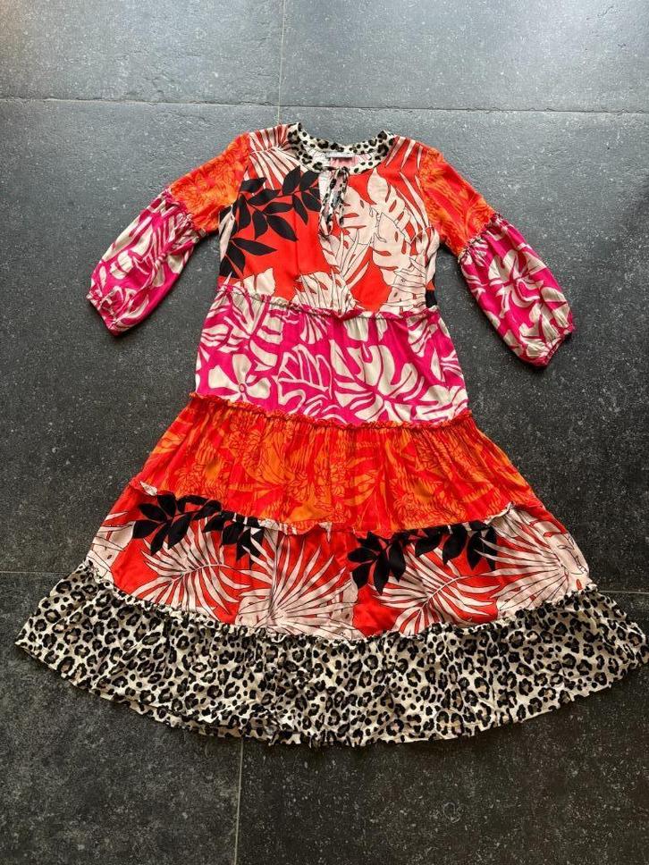 Zomerjurk Geisha, Kleding | Dames, Jurken, Zo goed als nieuw, Maat 36 (S), Oranje, Onder de knie, Ophalen of Verzenden