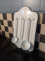 Mooie pollepel set van wit emaille te koop, Ophalen of Verzenden, Rechthoekig, Minder dan 50 cm