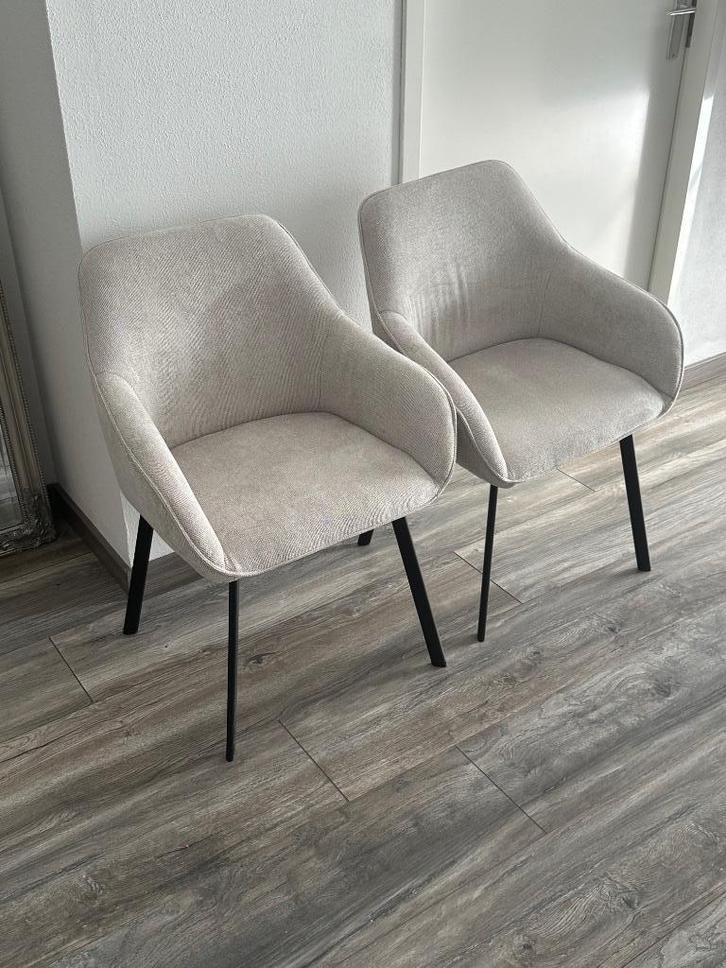 2X Beige Draaibare Eetkamerstoelen, Huis en Inrichting, Stoelen, Zo goed als nieuw, Twee, Stof, Overige kleuren, Ophalen