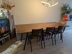Eiken houten tafel met zwarte poten (92x220) WOOOD blad, Huis en Inrichting, Tafels | Eettafels, Ophalen, Gebruikt, 200 cm of meer