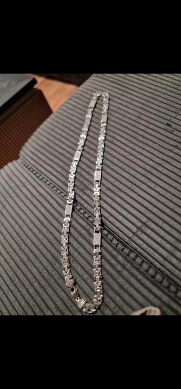 massieve zilveren heren ketting met moissanite (NIEUW) beschikbaar voor biedingen