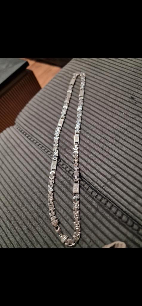 massieve zilveren heren ketting met moissanite (NIEUW), Sieraden, Tassen en Uiterlijk, Kettingen, Nieuw, Zilver, Zilver, Ophalen of Verzenden