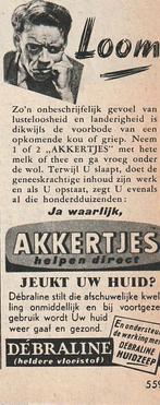 Retro reclame 1953 Akkertjes bij enorme loomheid, Verzenden, Overige typen