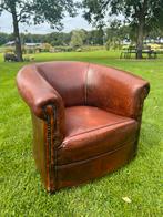 Schapenleren club fauteuil, Ophalen of Verzenden, Zo goed als nieuw, 75 tot 100 cm, 50 tot 75 cm