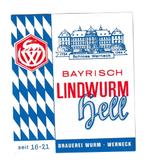 Bieretiket  Lindwurm Hell  - Wernecker Duitsland, Verzamelen, Ophalen of Verzenden, Nieuw, Overige typen, Overige merken