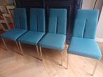 6 Henders & Hazel eetkamerstoelen 4 stof 2 kunstleer petrol, Blauw, Zo goed als nieuw, Vijf, Zes of meer stoelen, Ophalen
