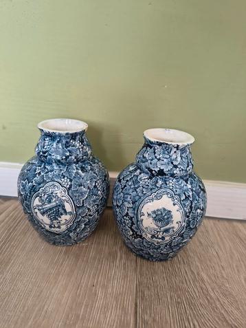 Prachtige set Rhein vazen Delfts blauw porselein, Burg Katz  beschikbaar voor biedingen