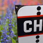 Top emaille bord van Chefarine 4, Langcat Bussum., Reclamebord, Gebruikt, ., Ophalen of Verzenden