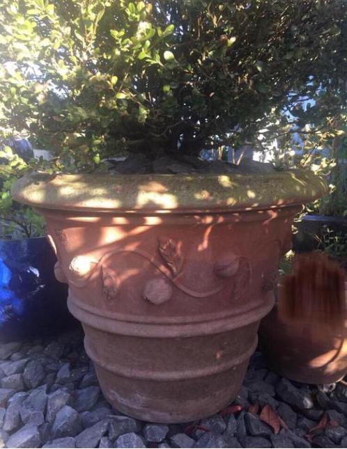 Grote Oude Toscaanse terracotta bloempot 72cm, Tuin en Terras, Bloempotten, Zo goed als nieuw, Terracotta, Binnen, Balkon, Tuin