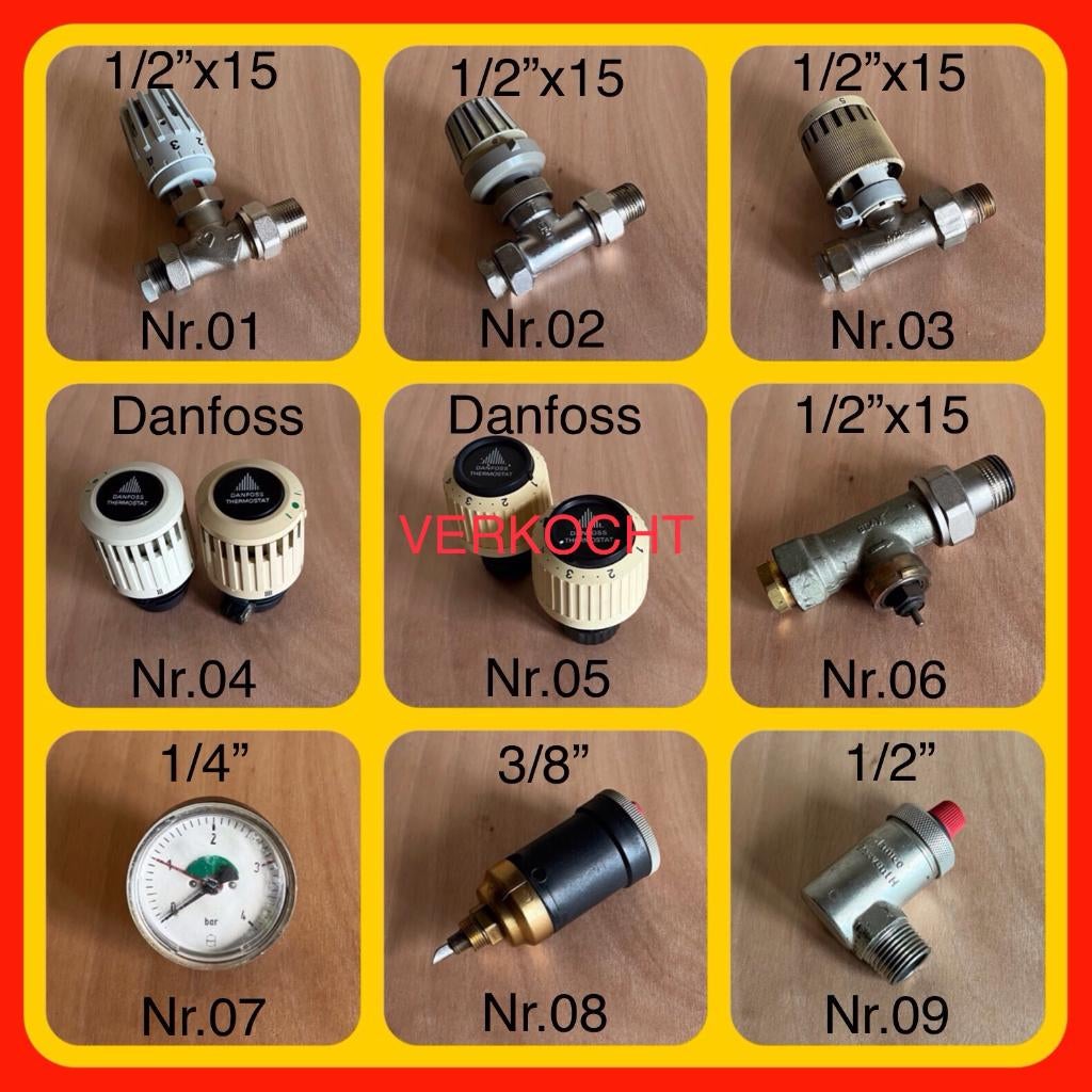 236. Diverse CV onderdelen Thermostaat kranen GEBRUIKT, Ophalen of Verzenden, Minder dan 60 cm, Thermostaat, Minder dan 30 cm