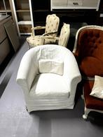 Witte fauteuil met kussen klassiek stijl, Ophalen, Hout, Zo goed als nieuw, Eén