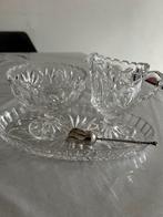 Vintage kristallen roomstel met verzilverde suikerschep, Antiek en Kunst, Ophalen of Verzenden