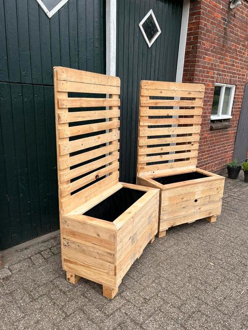 Plantenbakken met windscherm, Tuin en Terras, Bloembakken en Plantenbakken, Zo goed als nieuw, Hout, Minder dan 60 cm, Ophalen